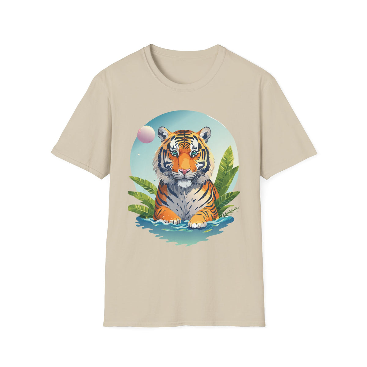 Retro Tiger Illustration T-Shirt | Vintage Sunset Jungle Art