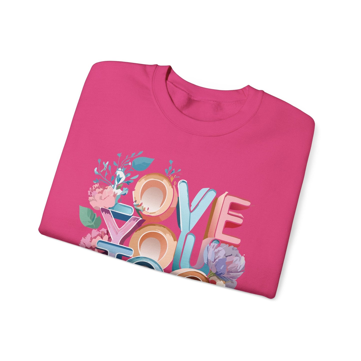 Floral Love Sweatshirt Valentines Day Unisex Crewneck Gildan 18000 Heavy Blend Warm