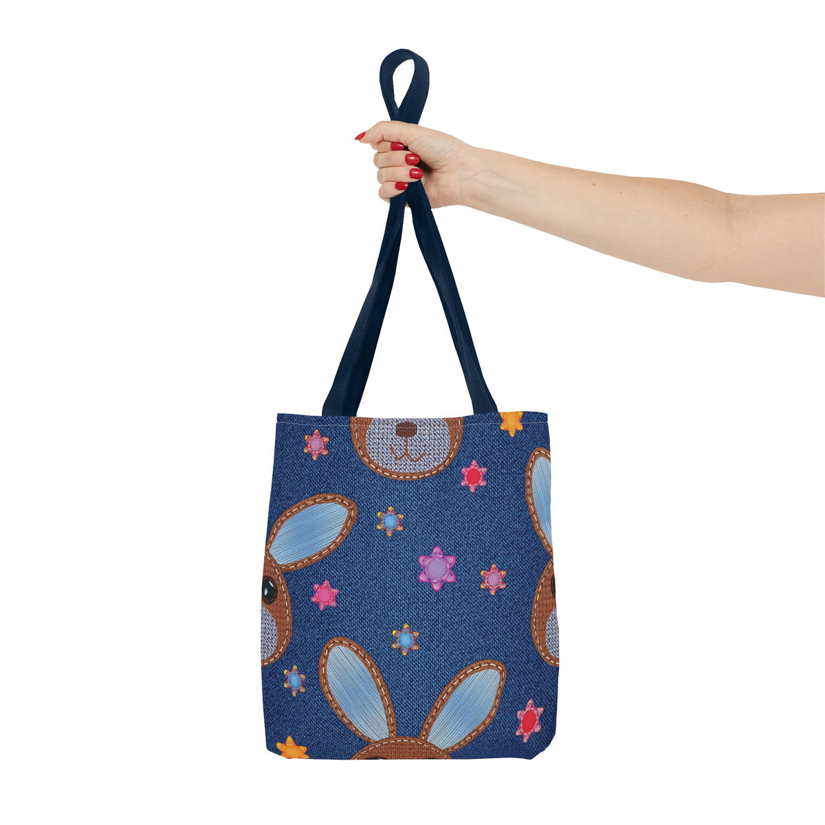 Denim Fabric Imitation Print Unisex Canvas Bag Poly Spun 3 Sizes Tote Bag 192-5