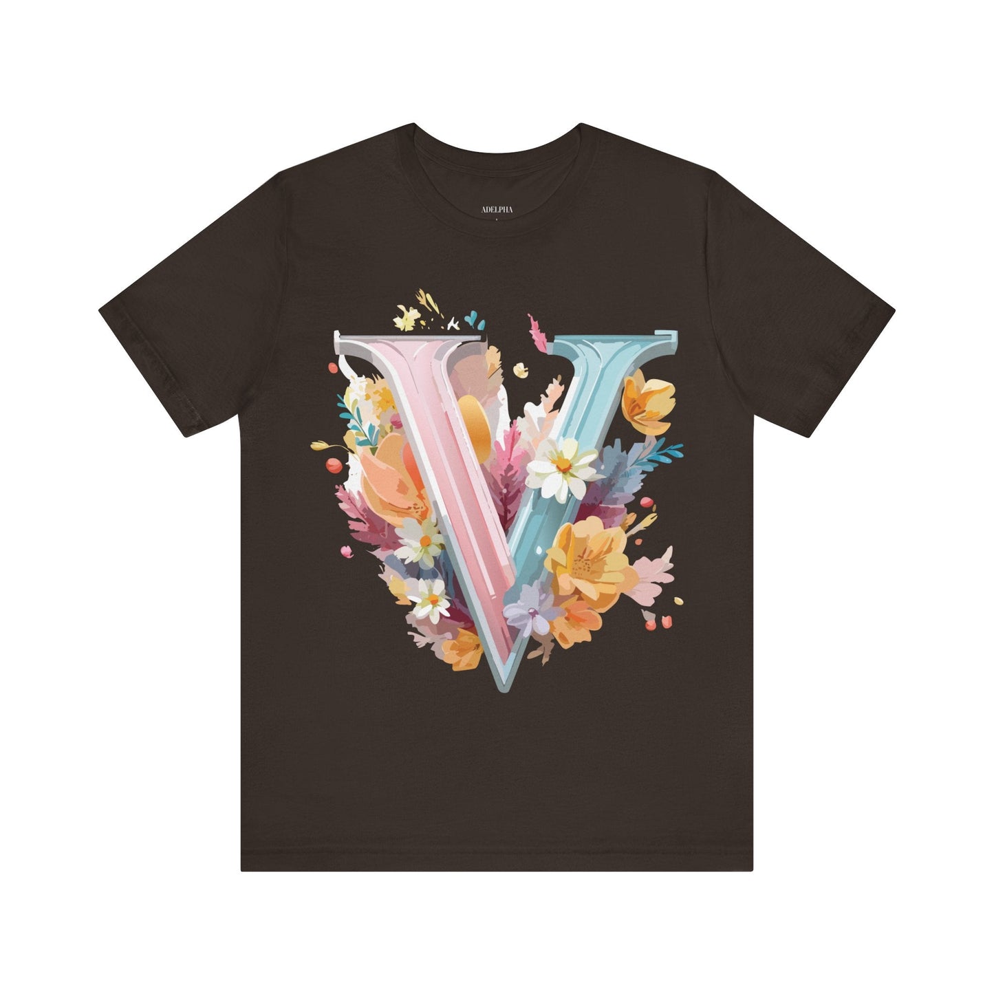 Letter V Shirt Graphic Tee Unisex Jersey Short Sleeve Vintage Inspired Artwork Adelpha