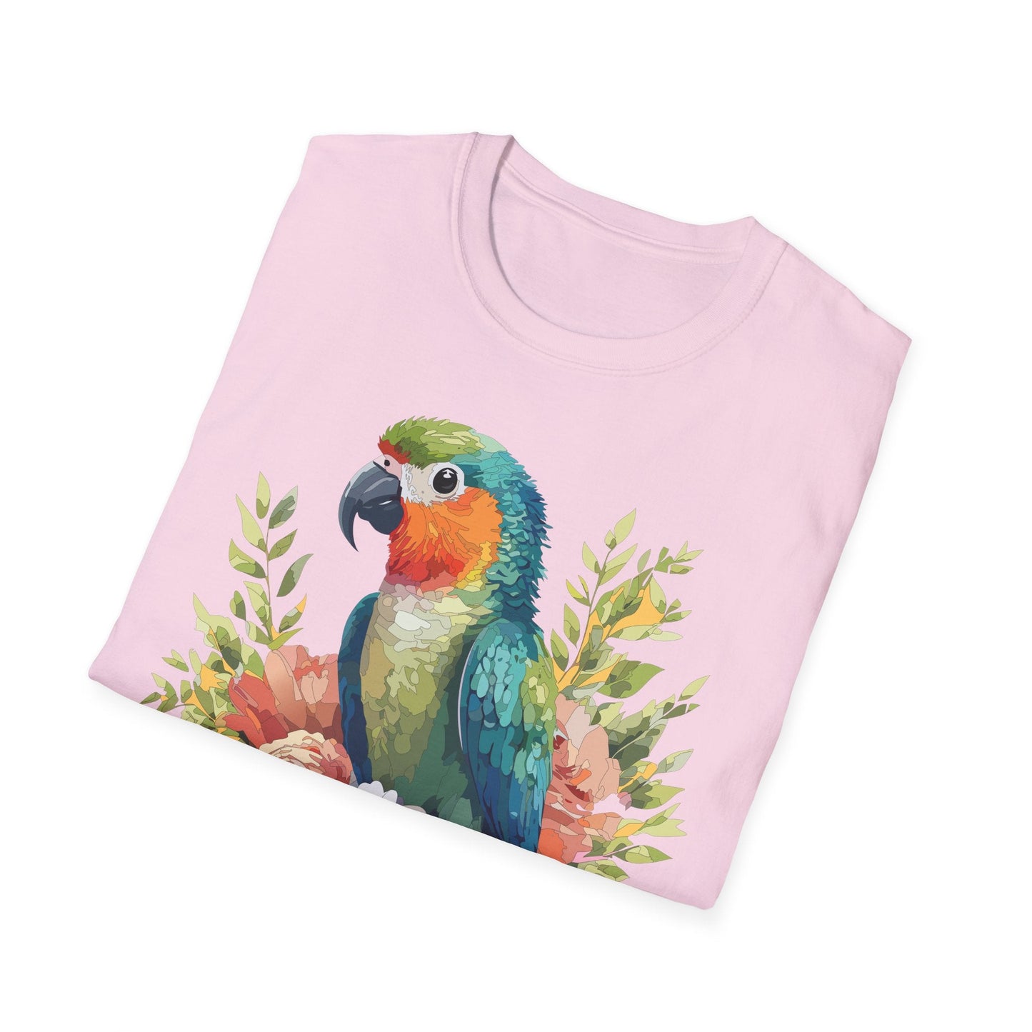 Floral Bird T Shirt Unisex Softstyle Gildan 64000 Cotton Tee for Everyday Comfort