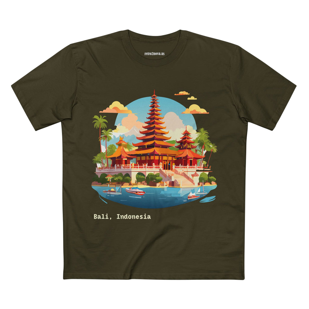 Bali Temple Landscape Tee | Indonesia Pagoda Illustration