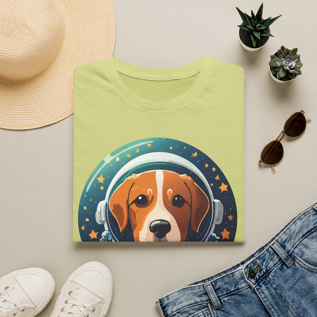 Beagle Astronaut Tee | Space Helmet Dog T-Shirt, Cute Cosmic Pet Illustration