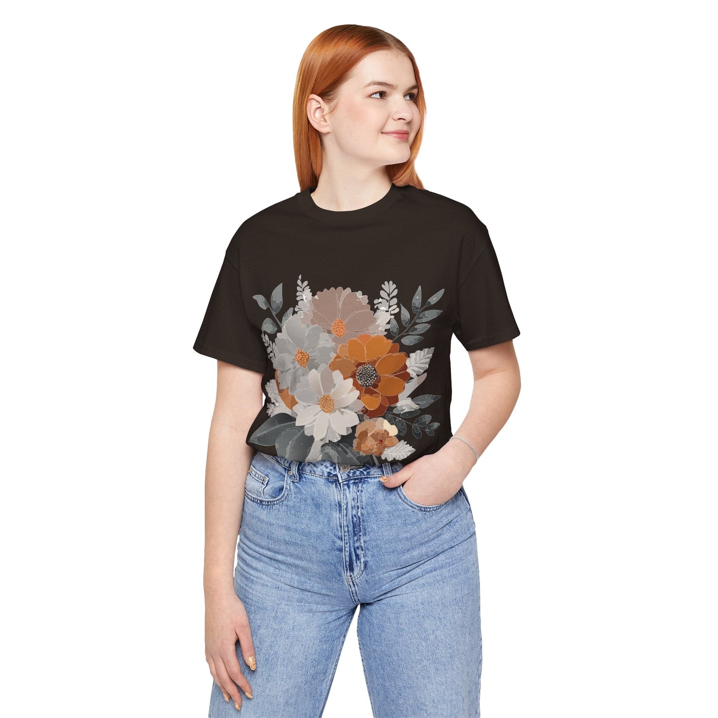Flowers Shirt Floral Shirt Unisex Tee Lightweight Jersey Short Sleeve Floral Print Free Shipping