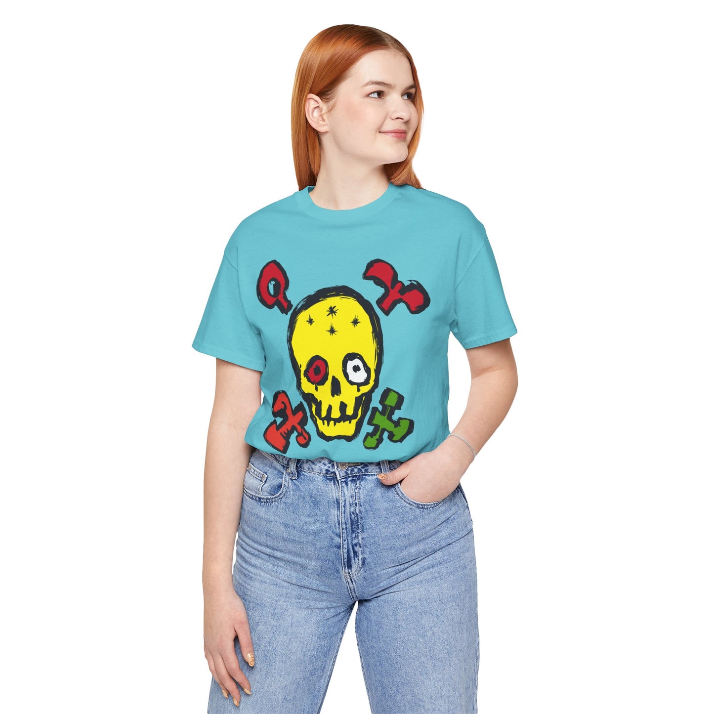 Yellow Skull Graphic Design Tee, Skull Shirt, Vintage Tees, Art Design T-Shirt, Vintage Graphic Tee, Art Shirts with Skulls