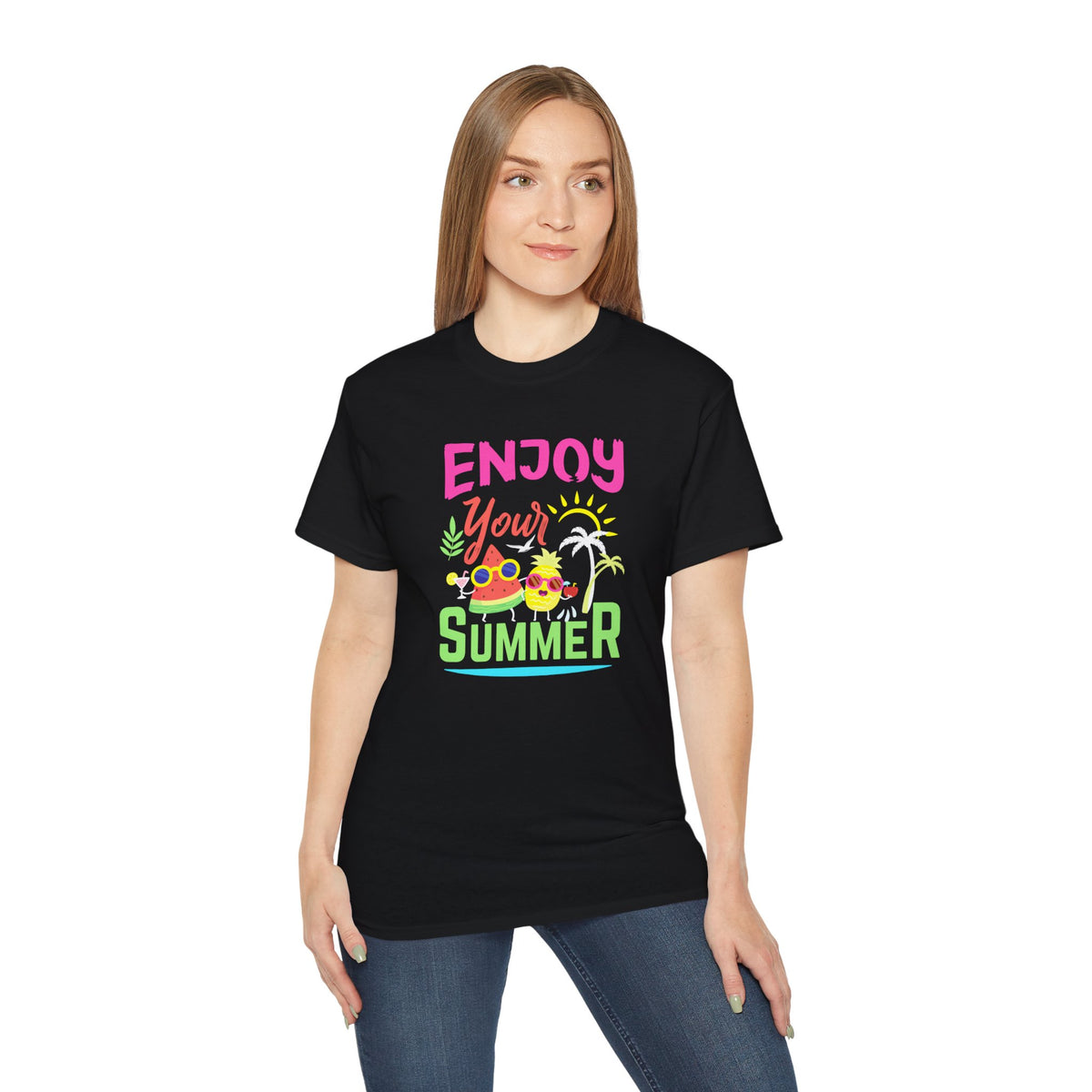 Enjoy Your Summer Tee | Tropical Pineapple Palm Tree Beach Shirt
