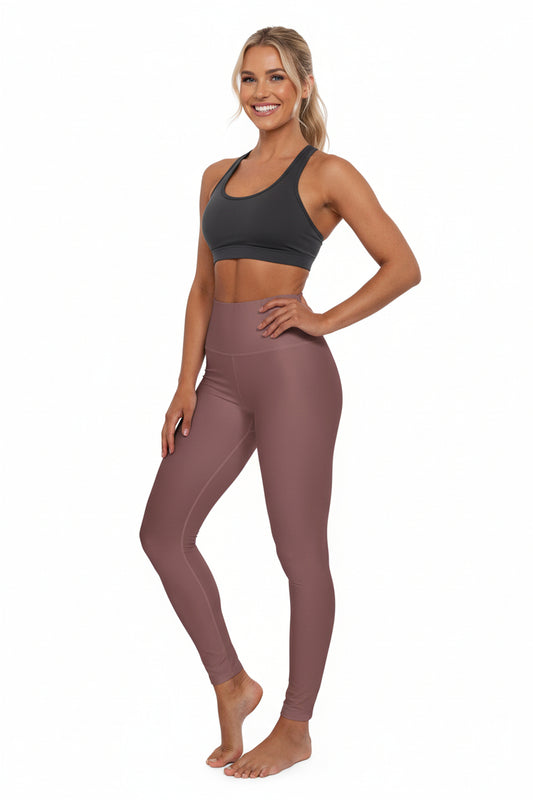 High-Waisted Rosy Mauve Yoga Leggings Activewear for Pilates Women's Seamless Poly-Span Dusty Mauve Everyday Wear