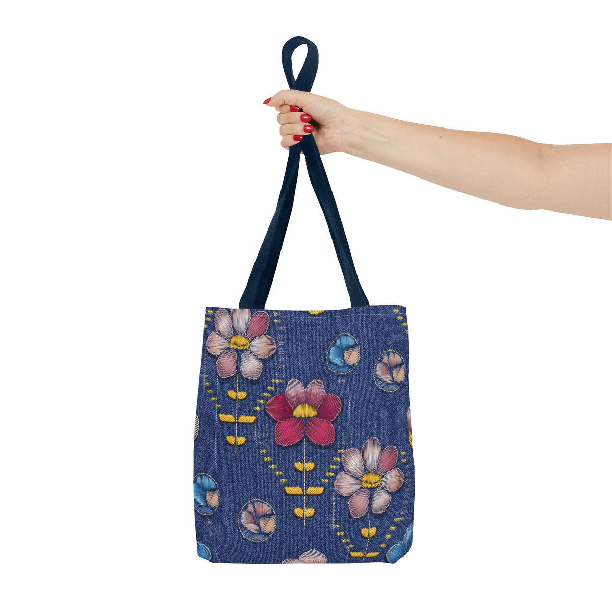 Denim Fabric Imitation Print Unisex Canvas Bag Poly Spun 3 Sizes Tote Bag 159-16