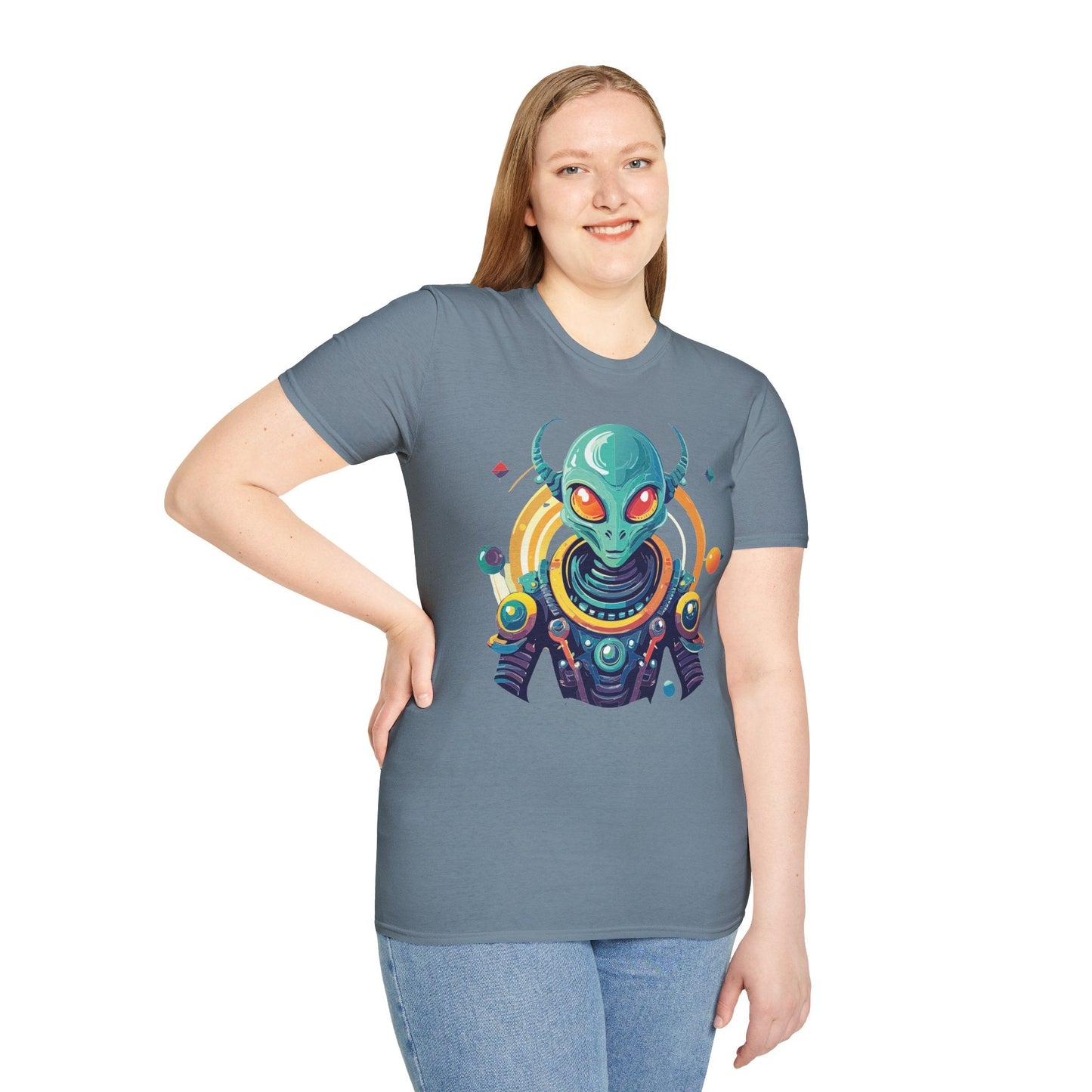 Alien Graphic Unisex Cotton Softstyle UFO Artwork Tee 2