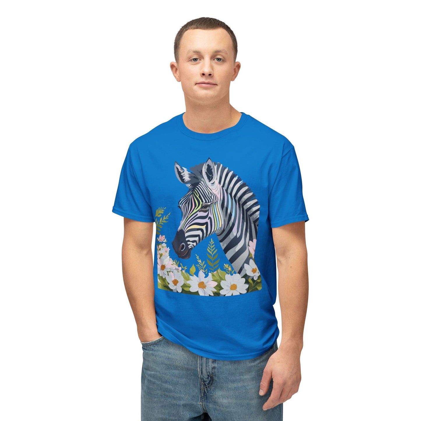 Unisex Zebra Art Design T Shirt With Floral Print HD Cotton Premium USA Made Jersey
