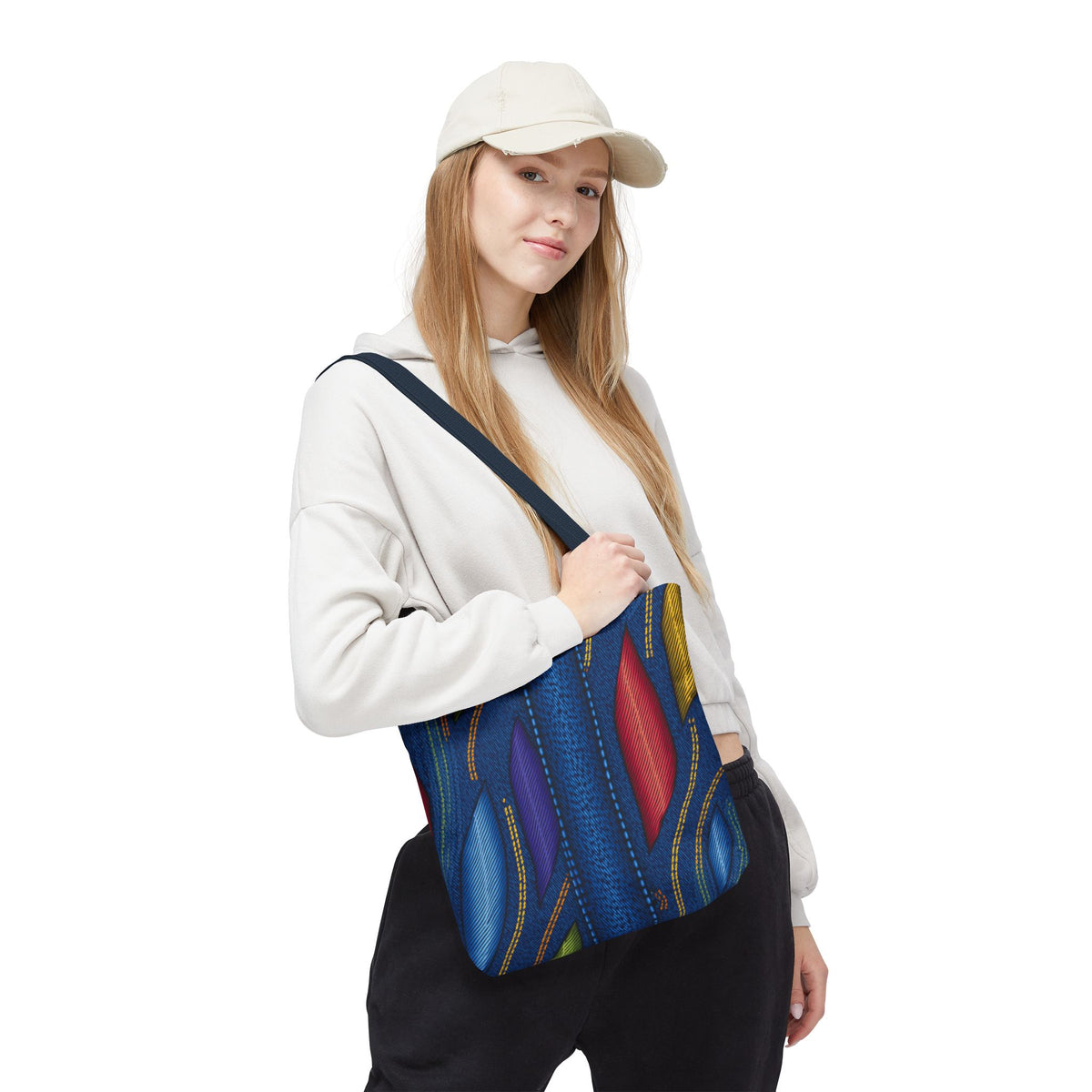 Denim Fabric Imitation Print Unisex Canvas Bag Poly Spun 3 Sizes Tote Bag 137