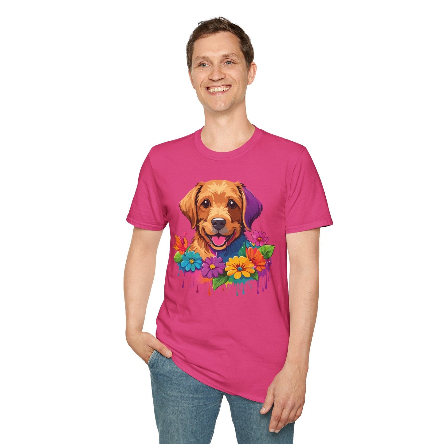 Unisex Dog Shirt With Animals Tee Softstyle Gildan 64000 Comfort Fit
