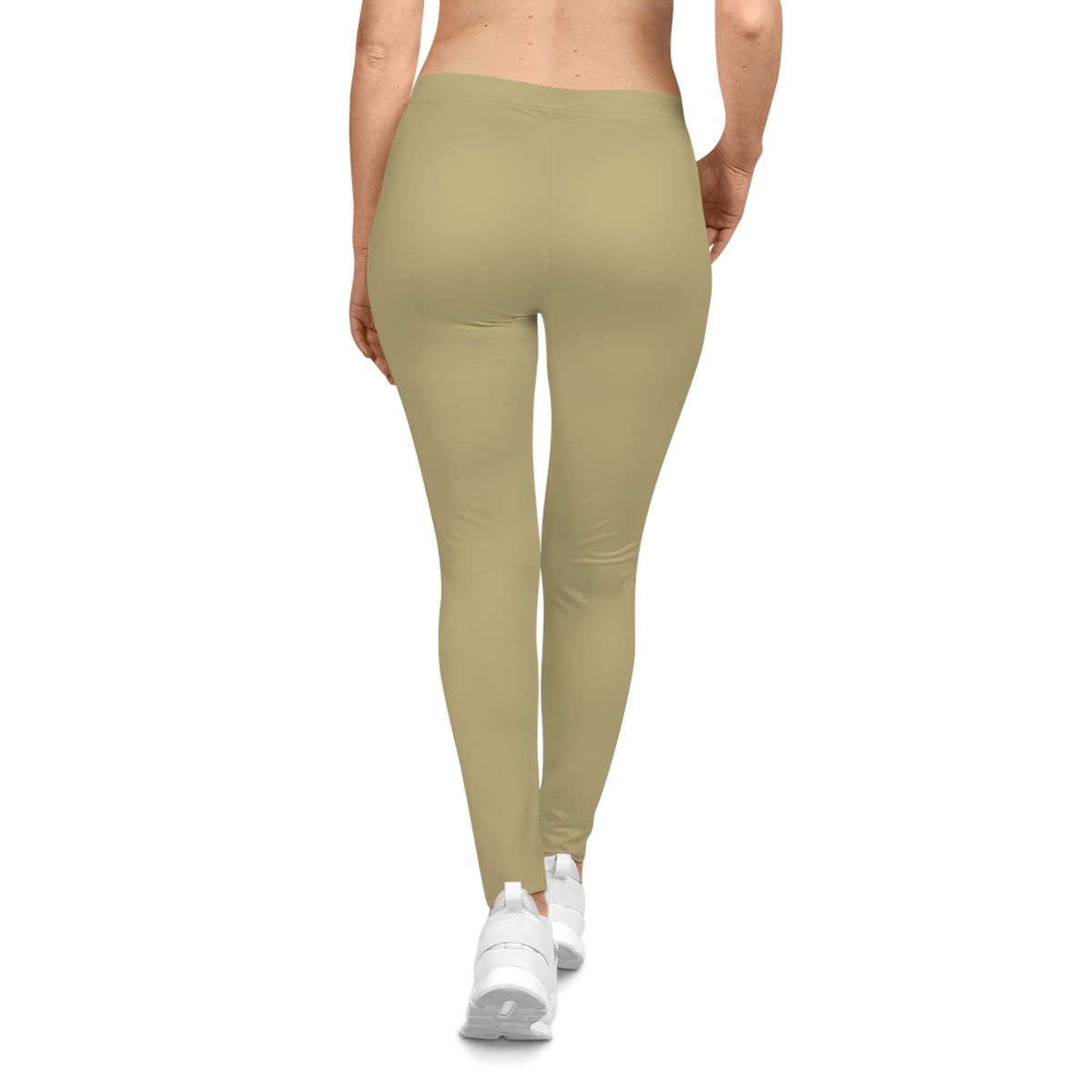 Summer Sand Khaki Color Women's Poly-Span Casual Leggings XS-2XL