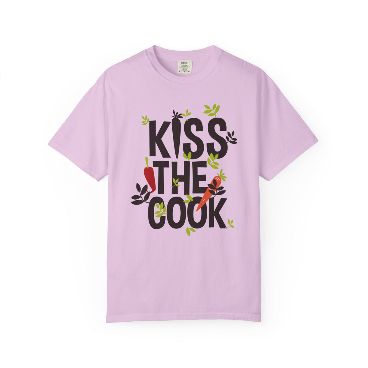 Kiss The Cook Chef Kitchen Cooking Graphic Unisex Comfort Colors Garment-Dyed Heavyweight 100 Cotton Art Design T-Shirt w6