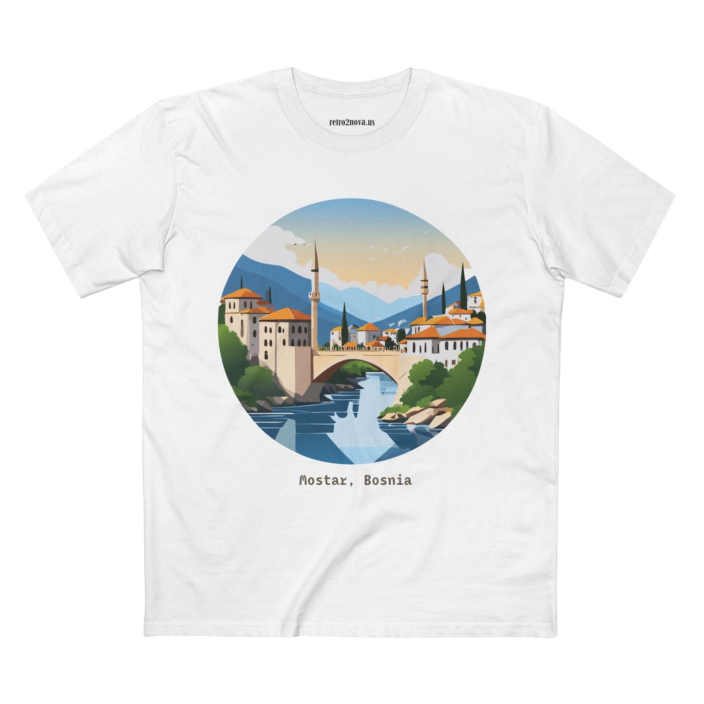 Unisex Travel Shirt Bosnia Edition Tee With Original Art Design By Retro2Nova Premium Cotton