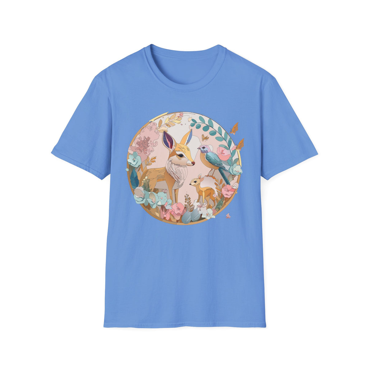 Woodland Fox and Bird Tee | Cute Fox Illustration T-Shirt