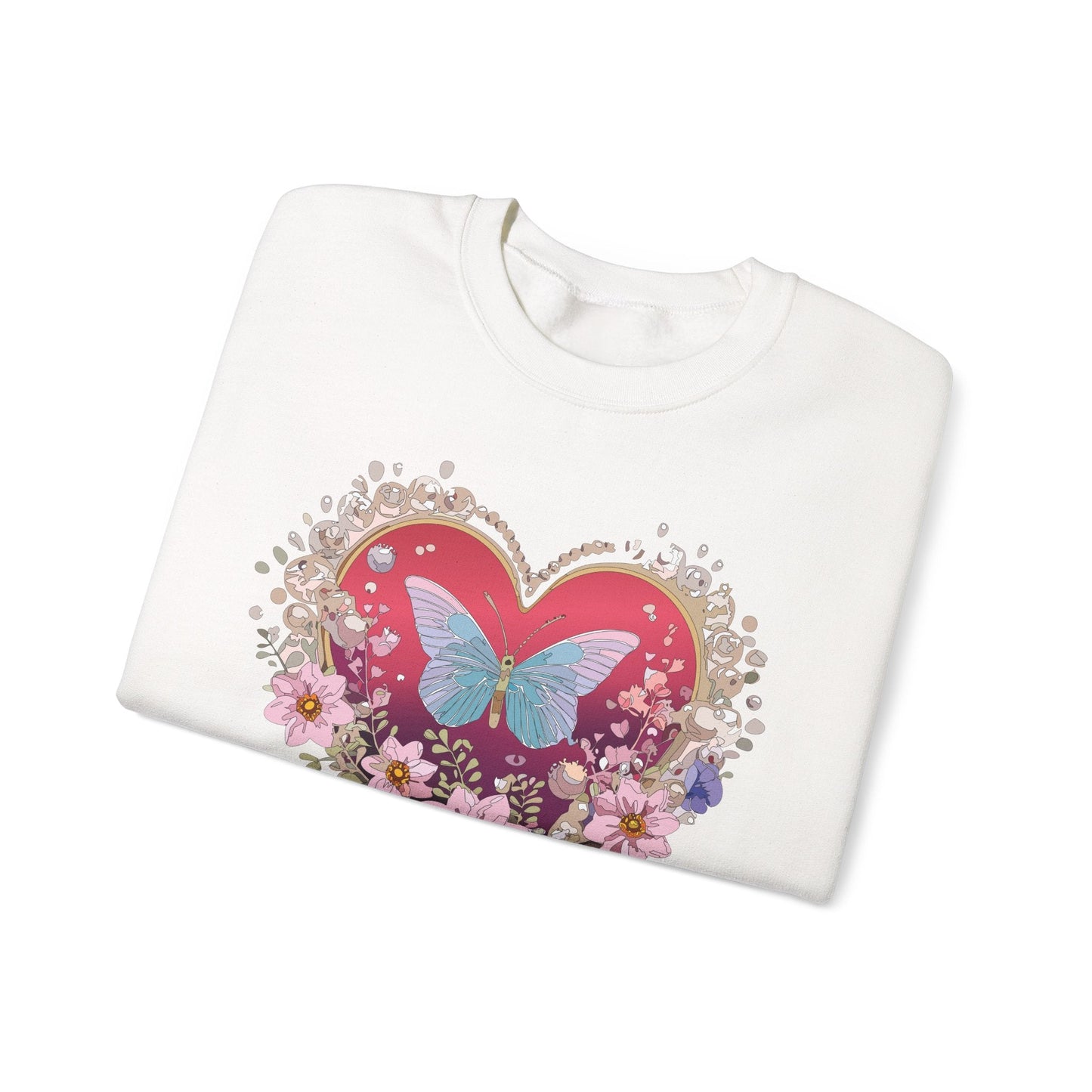 Floral Heart Sweatshirt For Valentines Day Unisex Floral Love Crewneck Sweatshirt