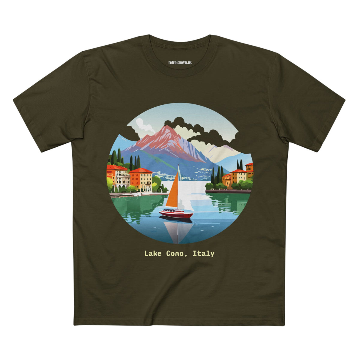 Lake Como Italy illustration T-Shirt | Scenic Travel Italy Tee