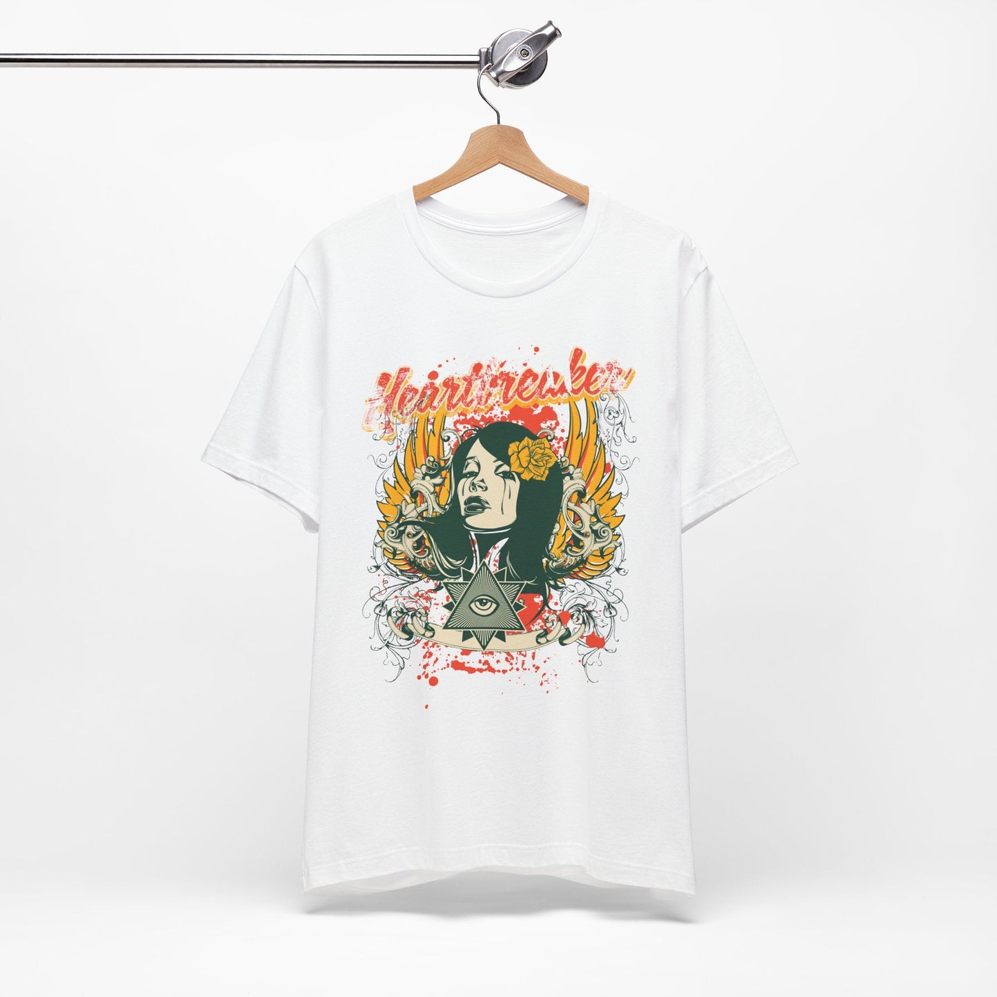 Heartbreaker Illustration Tee Retro Femme Portrait Floral Skull Graphic T-Shirt