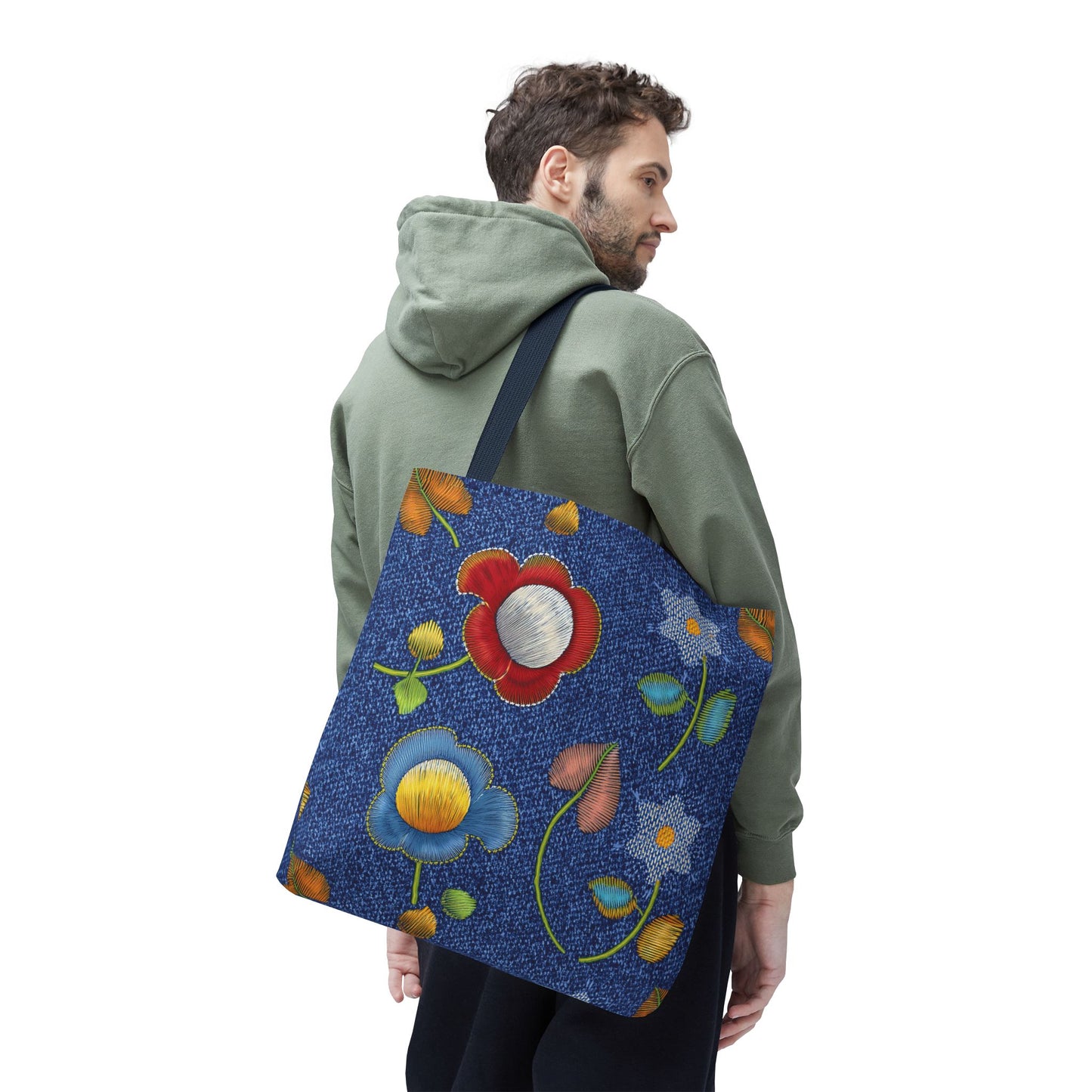 Denim Fabric Imitation Print Unisex Canvas Bag Poly Spun 3 Sizes Tote Bag 169