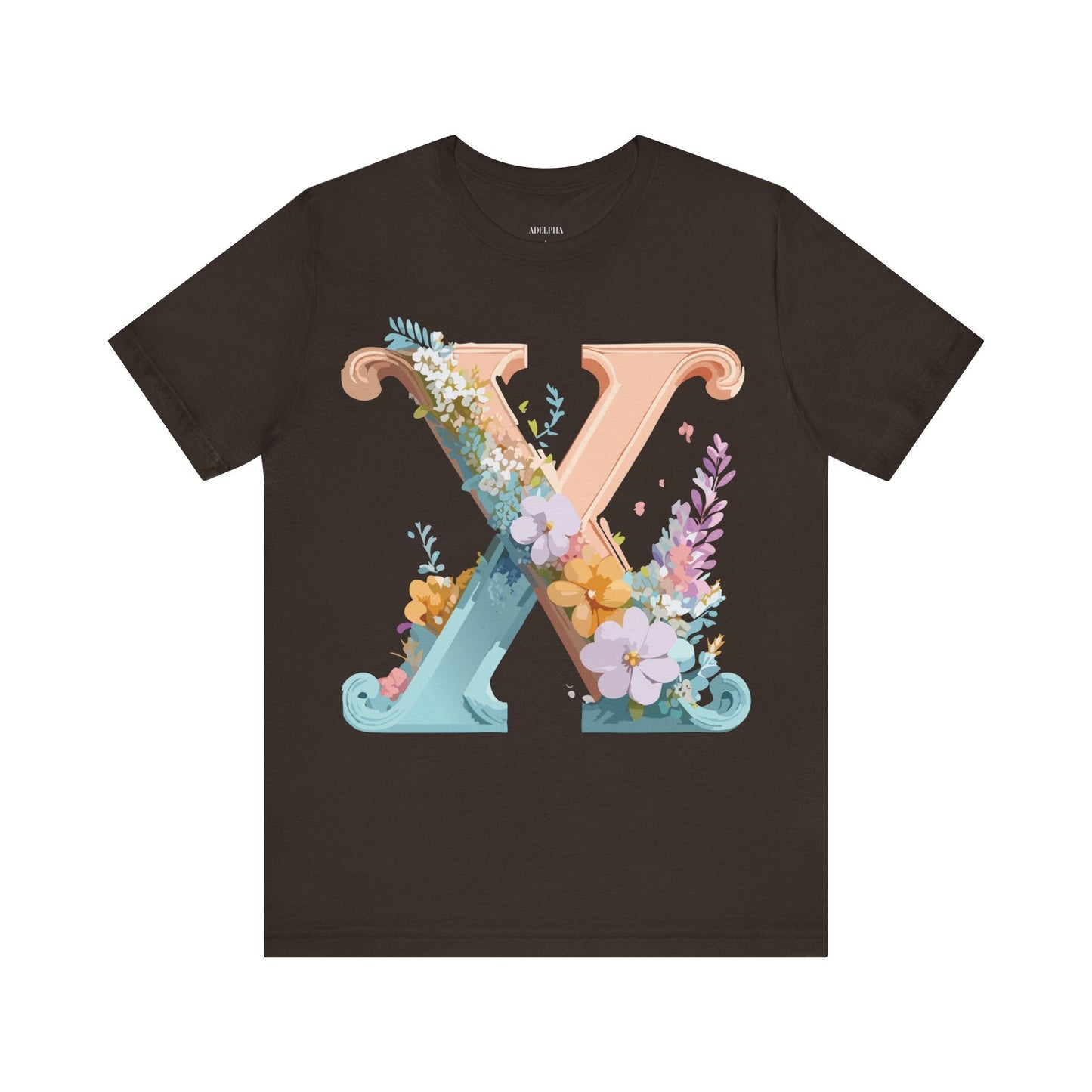 Letter X Shirt Graphic Tee Unisex Short Sleeve Vintage Inspired Adelpha Art Design