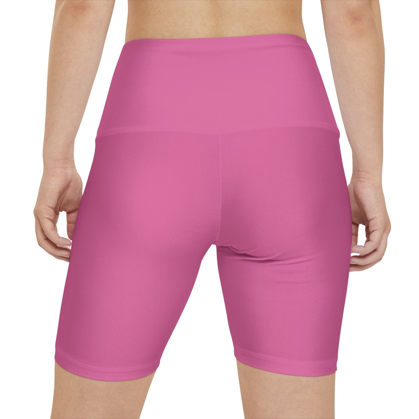 Sweet Peony Pink Women's Workout Shorts — Solid High-Waist Biker Shorts for Exercise & Everyday Wear