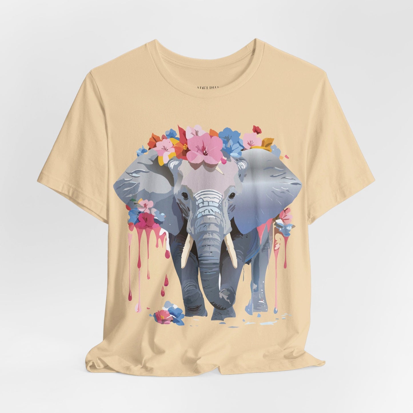 Elephant Graphic Tee Unisex Short Sleeve Jersey With Vintage Inspired Adelpha Artwork