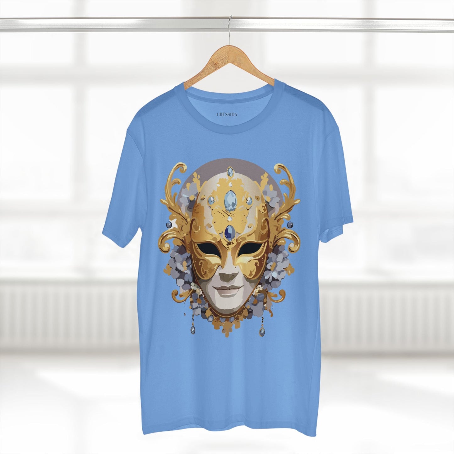 Carnival Mask Graphic T-Shirt Unisex 100 Cotton With Antique Gold Art Design Tee 6