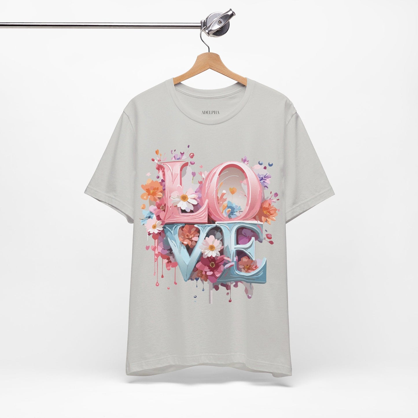 Valentine Day Graphic Unisex 100 Cotton Vintage Artwork with Love and Flower Design Tee 45