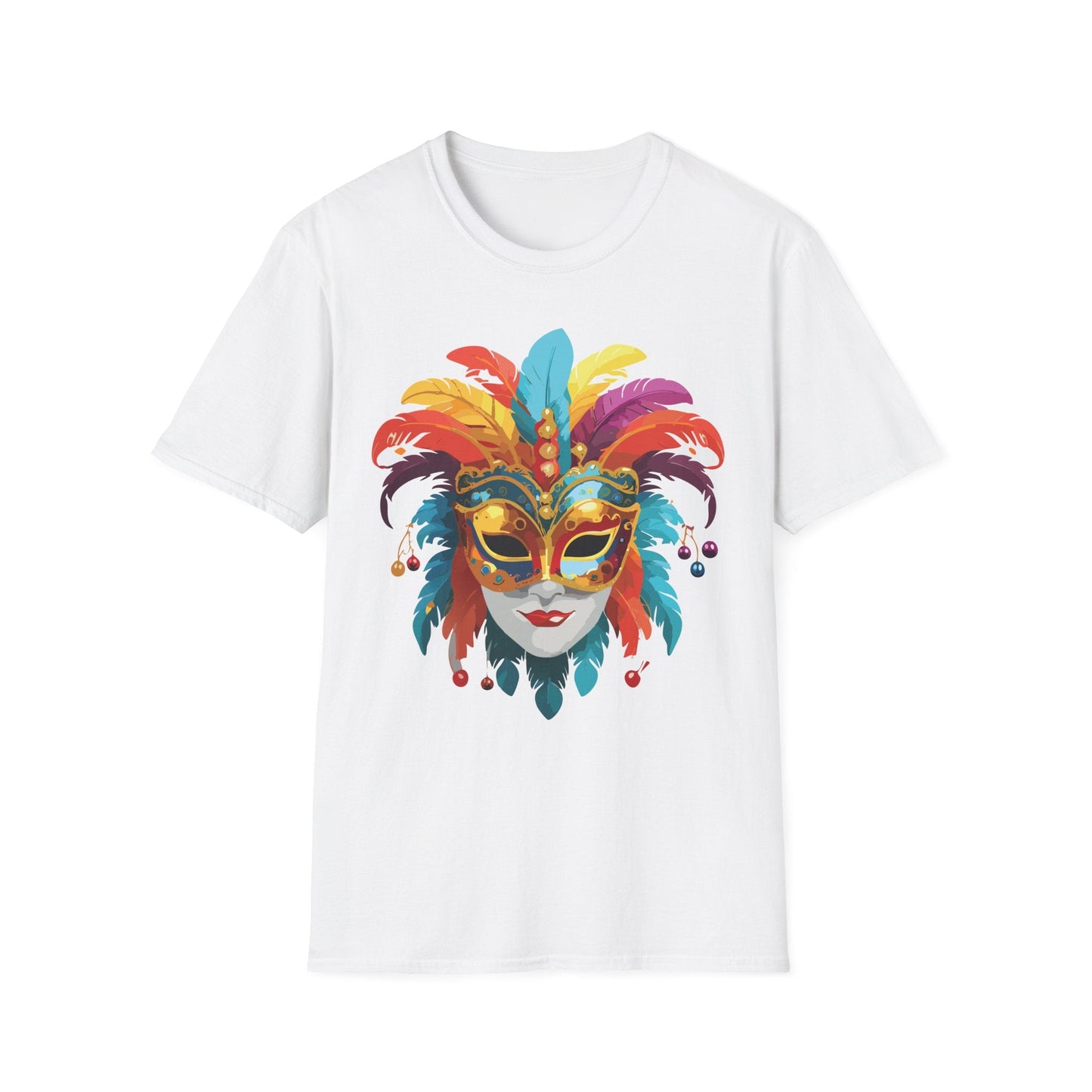 Mask Tee Shirt Unisex Masquerade Art Design Gildan Softstyle 64000 Short Sleeve Tee