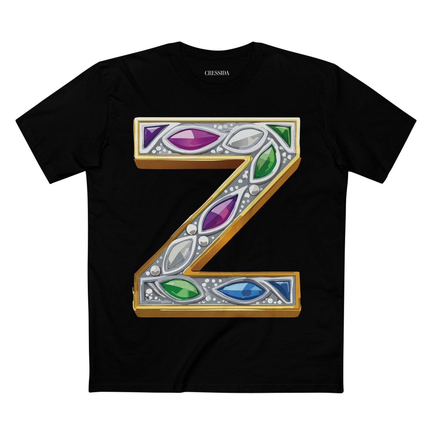 Letter Z Graphic Design Tee Unisex 100 Cotton With Antique Gold Letters Artwork T-Shirt