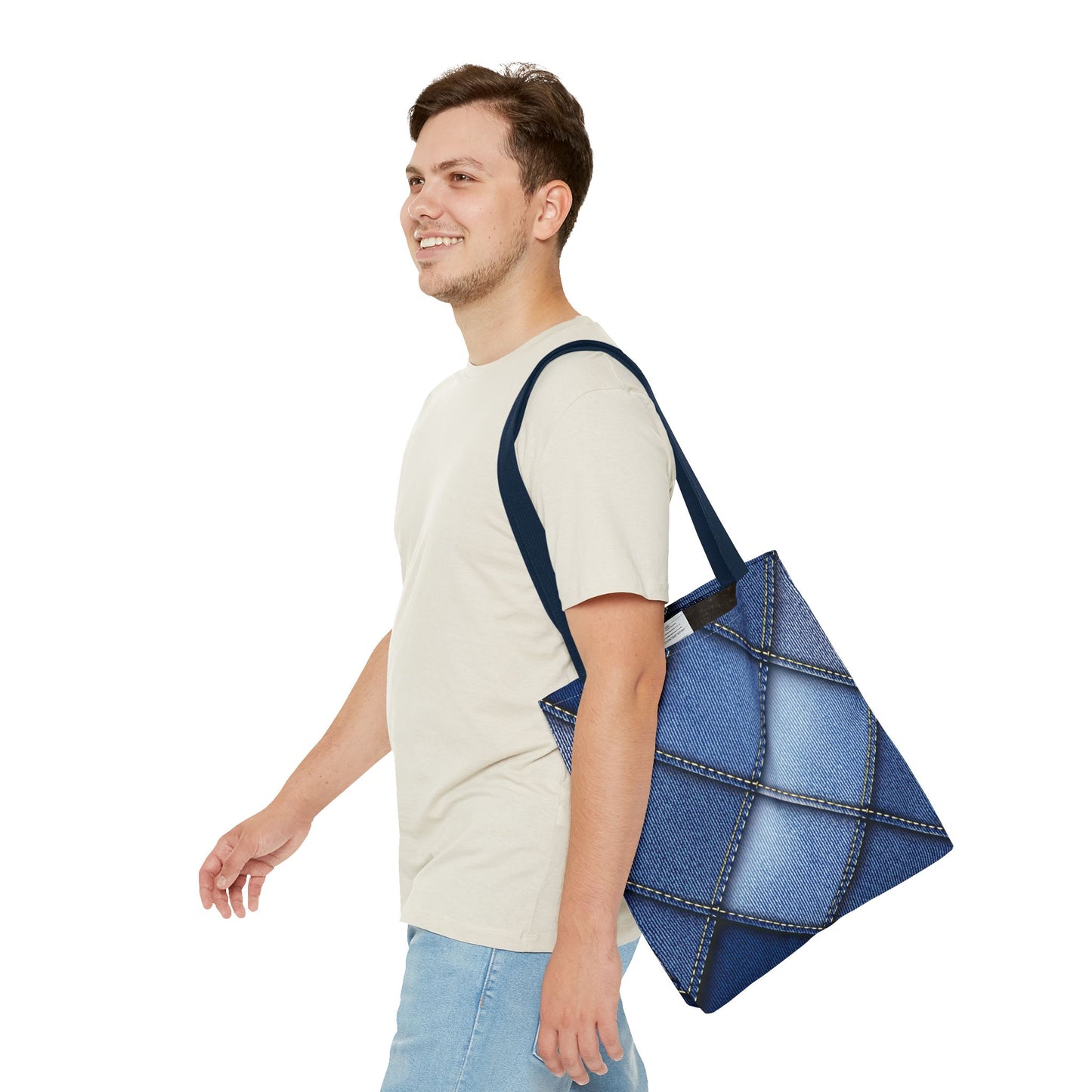 Denim Fabric Imitation Print Unisex Canvas Bag Poly Spun 3 Sizes Tote Bag 101