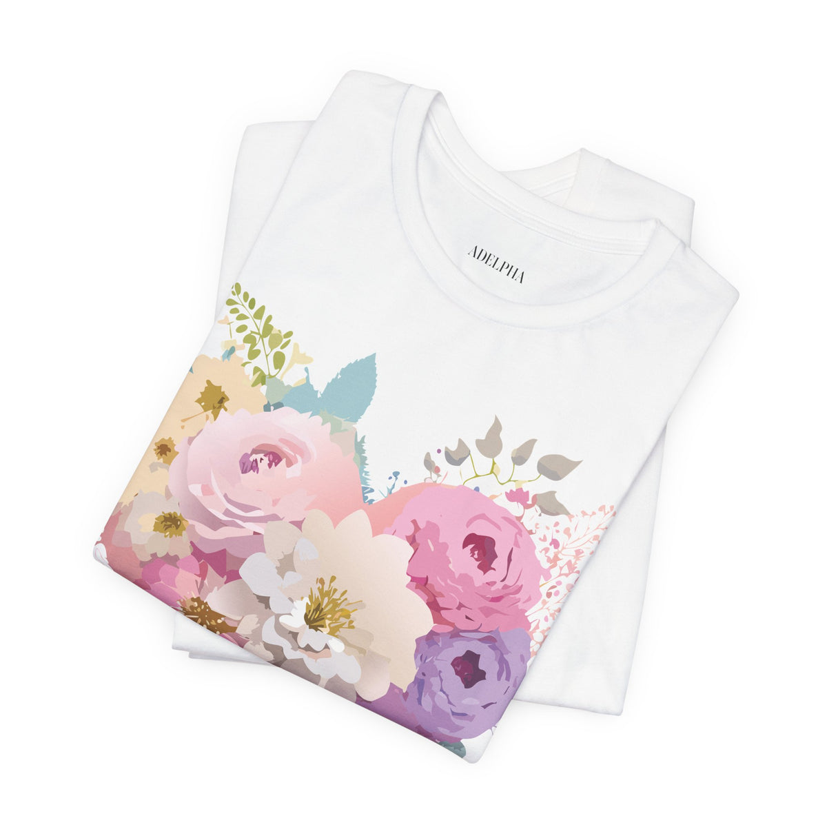 Valentine's Day Graphic Unisex Cotton Bella+Canvas Tee with Floral Art Design d134