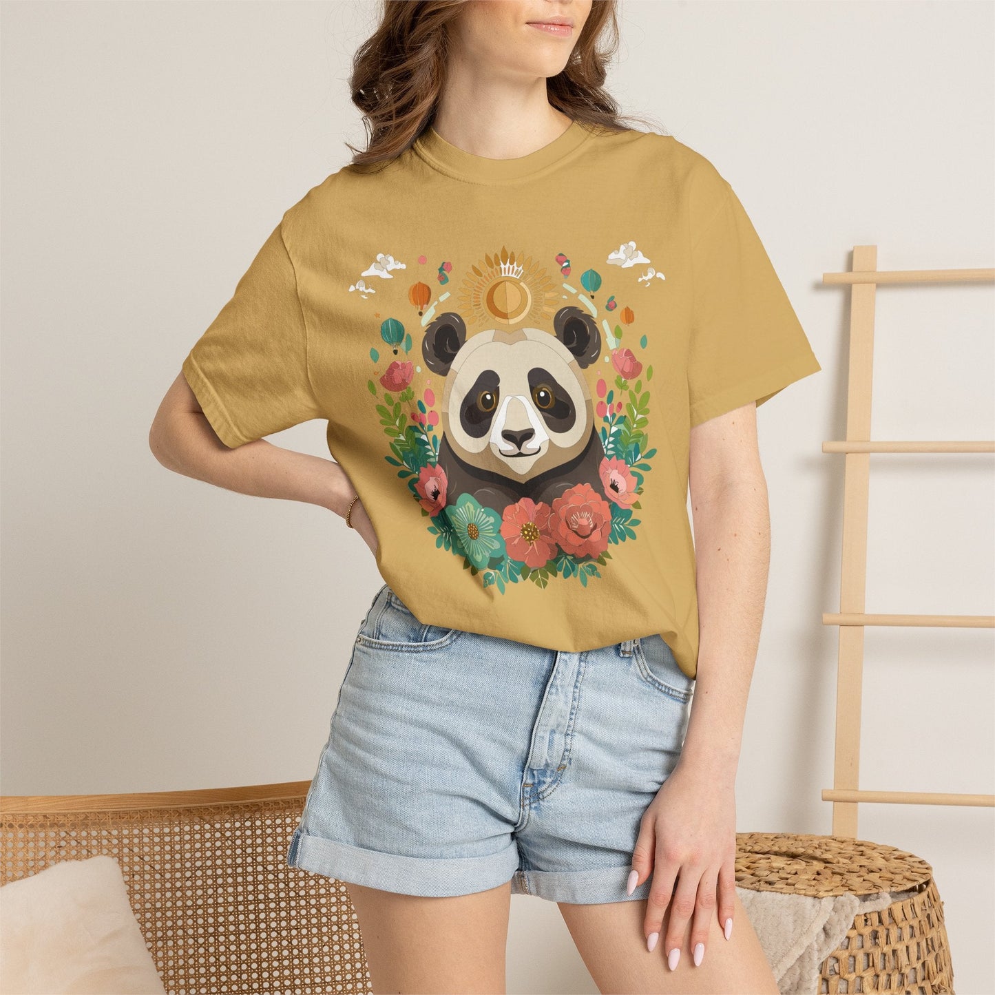 Panda Portrait Graphic T-Shirt Unisex Cotton Floral Animal Art Tee p4