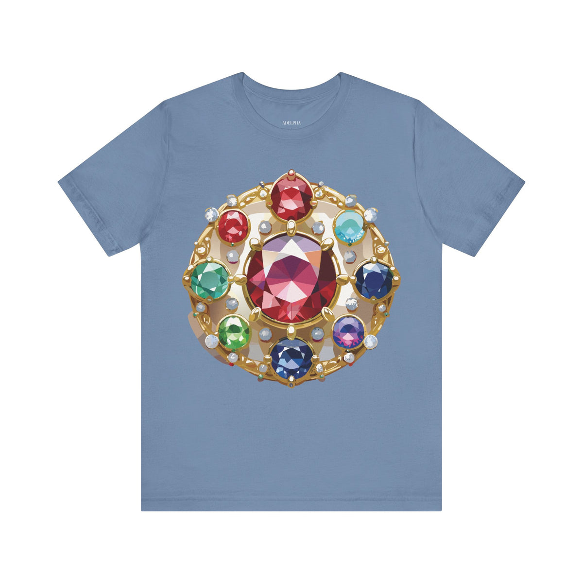 Jewelry Graphic Unisex Cotton Bella+Canvas Tee with Gemstones Art Design m49