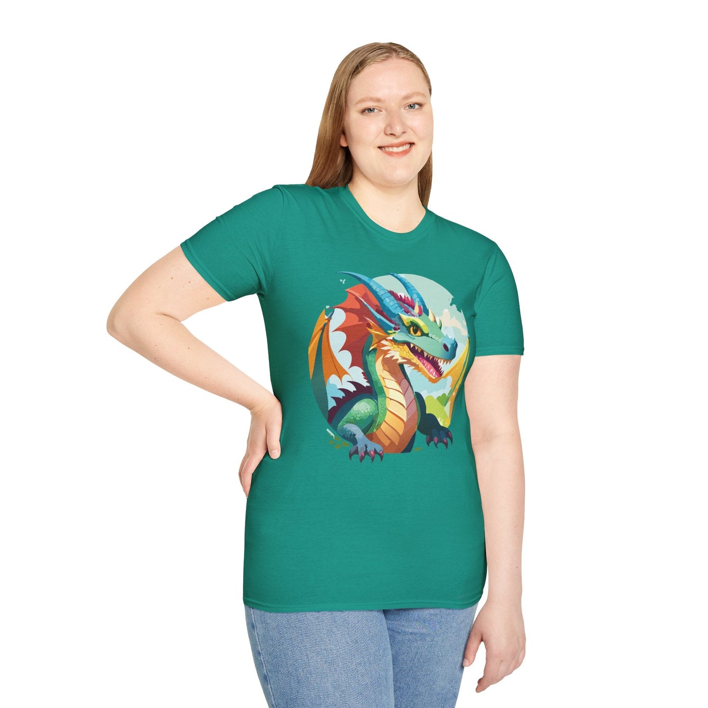 Unisex Dragon Graphic Tee By Gildan Softstyle 64000 Short Sleeve Cotton Tee Art Design