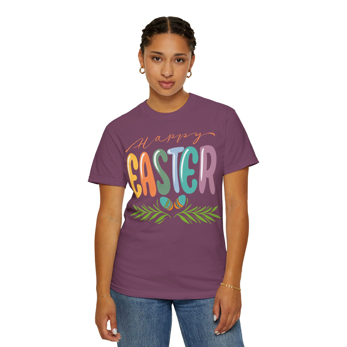 Happy Easter T-Shirt, Tee Shirt with Easter Signature, T Shirt with Easter Prints, Tee Shirt with Easter Design