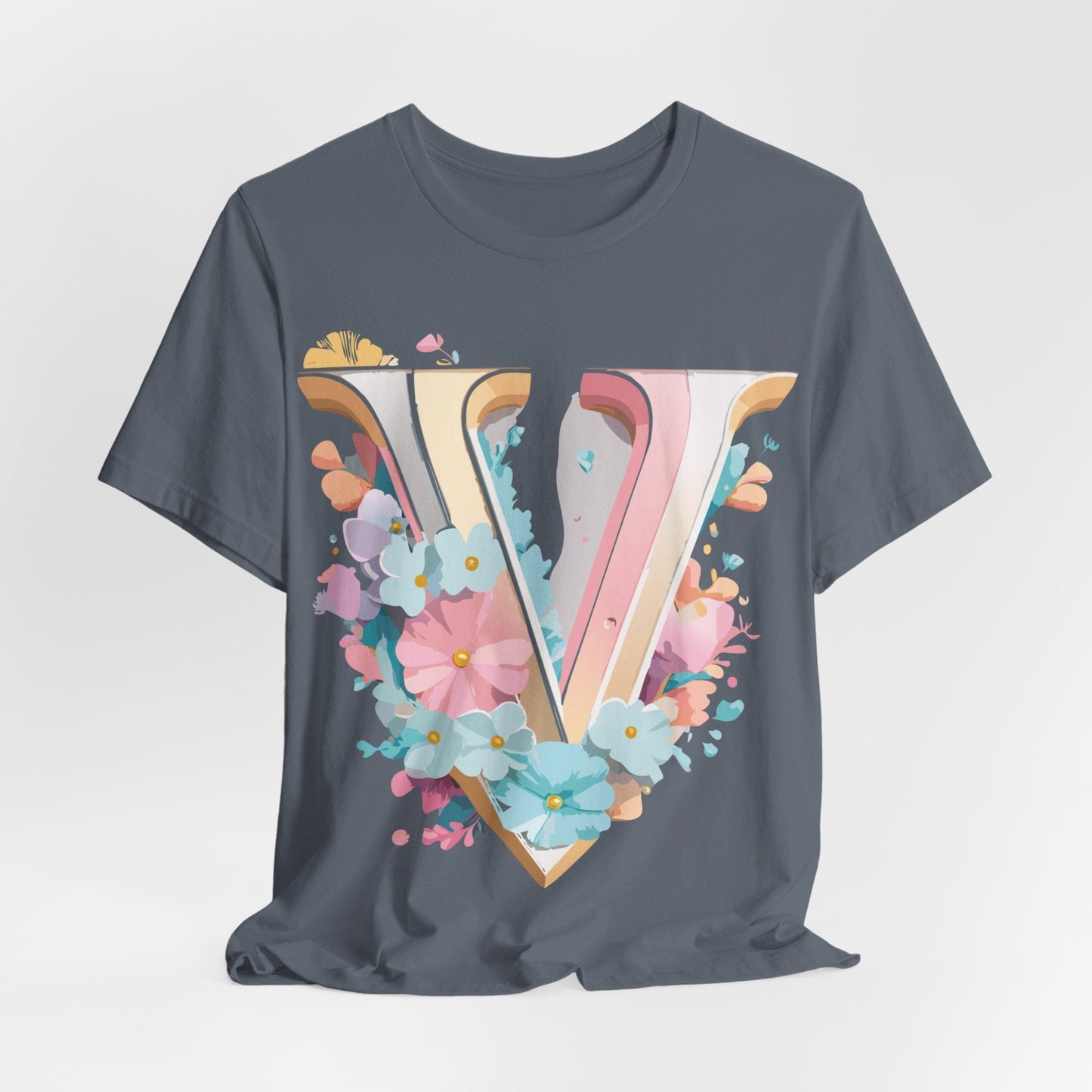 Letter V Graphic Tee Unisex Jersey Short Sleeve Vintage Inspired Art Design