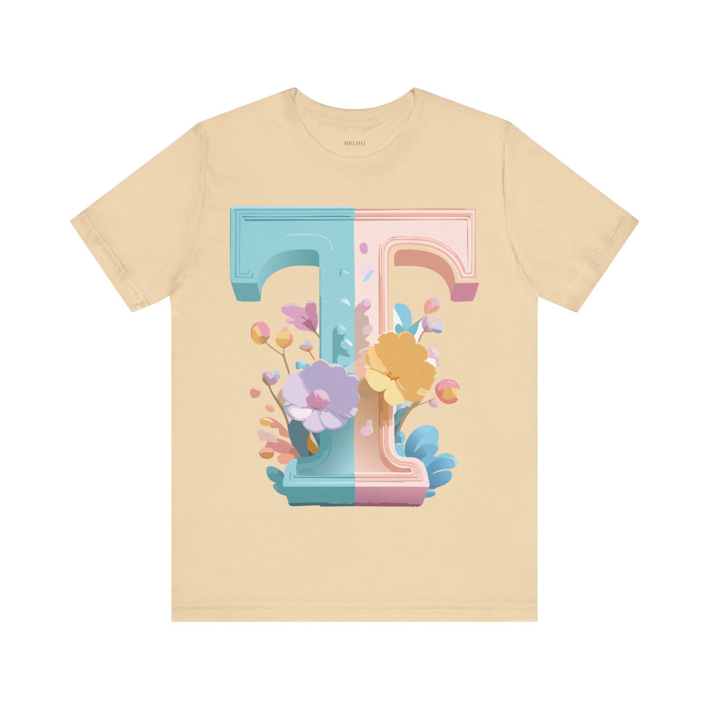Unisex Short Sleeve Letter T Graphic Featuring Vintage Inspired Artwork