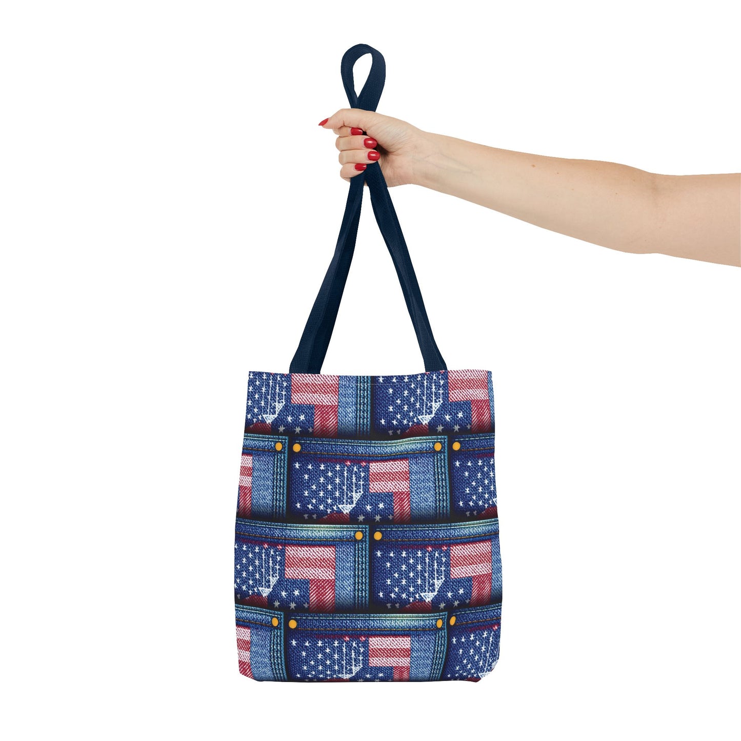 4th of July Graphic Denim Fabric Imitation Print Unisex Canvas Bag Poly Spun 3 Sizes Tote Bag 200-15