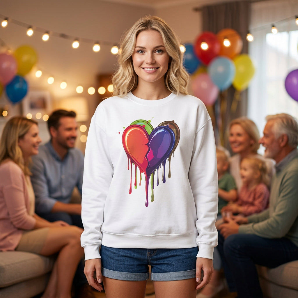 Heart Graphic Valentine's Day Sweatshirt Unisex 50/50 Cotton-Poly Sweatshirt w19
