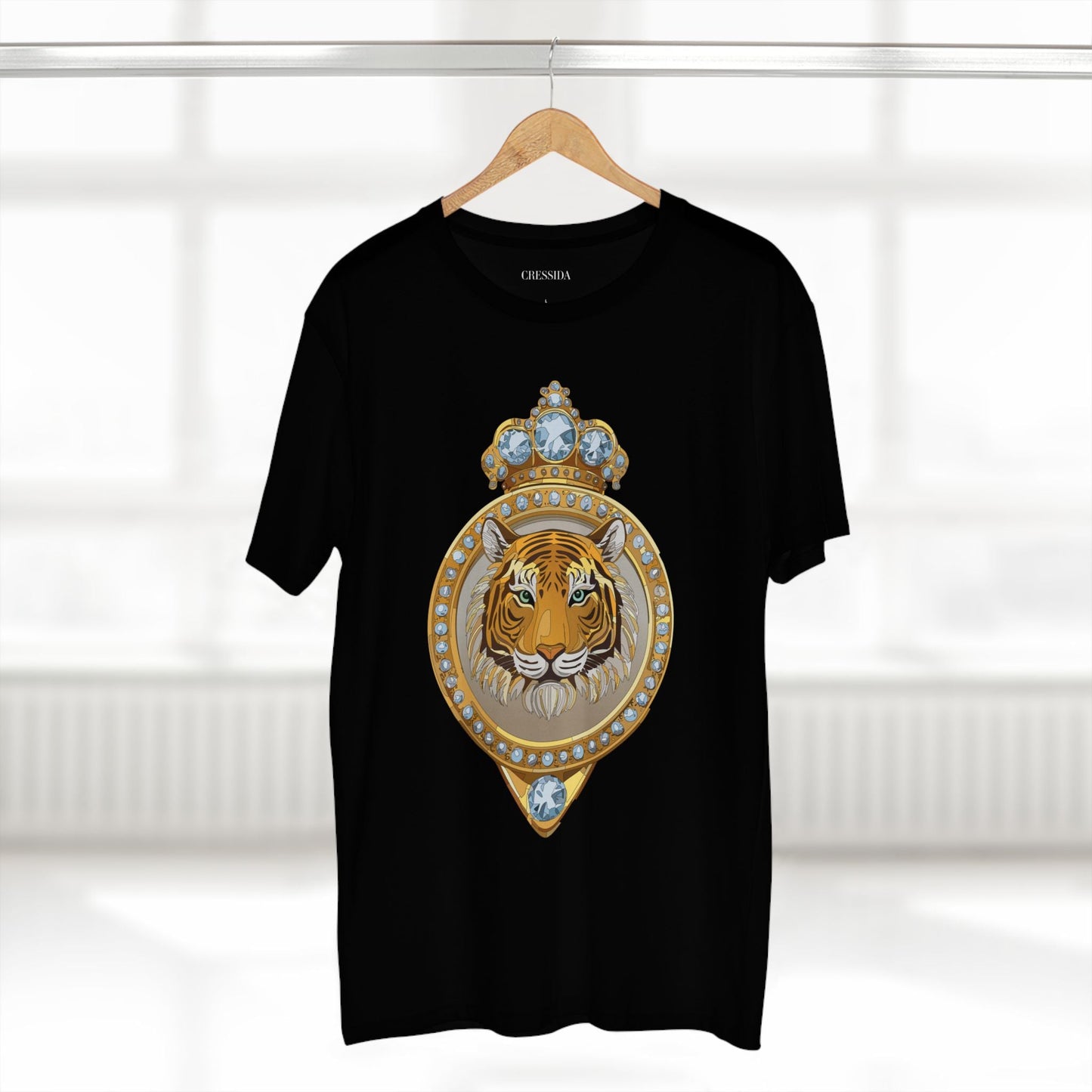 Tiger Graphic Unisex 100 Cotton Tee With Unique Animal Golden Medallion Art Design 2