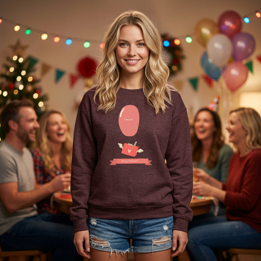 Cat Graphic Valentine's Day Sweatshirt Unisex 50/50 Cotton-Poly Animal Sweatshirt w15