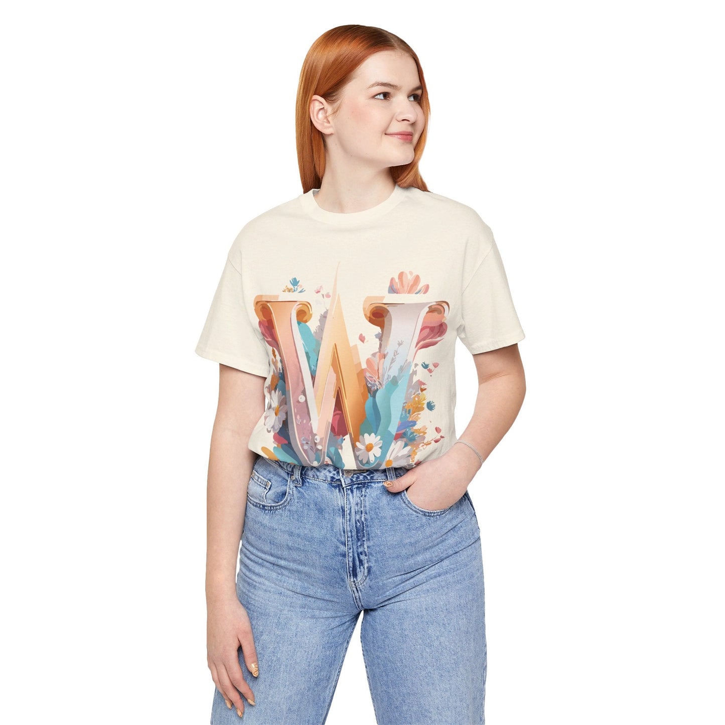 Letter W  Graphic Tee Unisex Jersey Short Sleeve Vintage Inspired ArtDesign