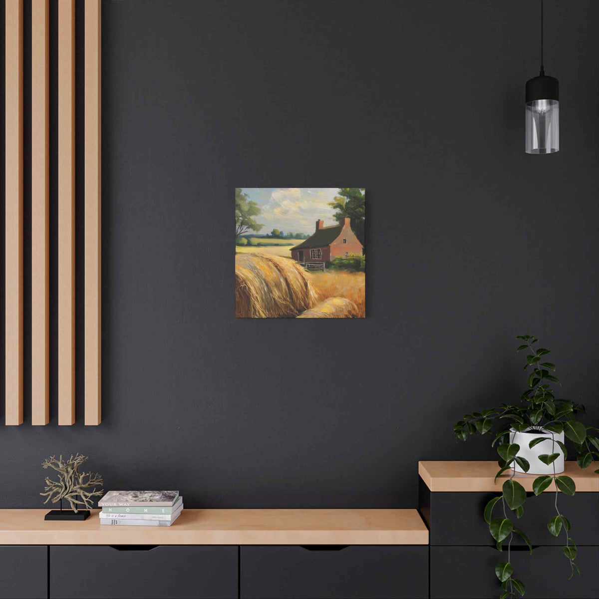 Countryside Print Canvas, Oil Paint Print 20x20, 24x24, 30x30, 32x32, 36x36 Art Design Print Pine-Wood Inner Frame MC- 47