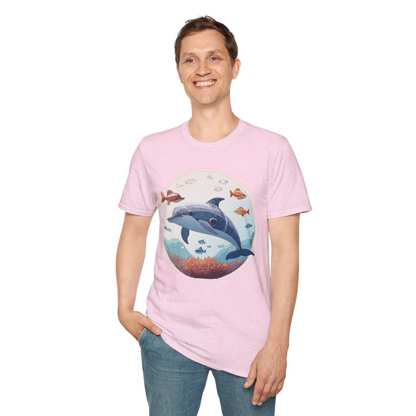 Dolphin Shirt Unisex Softstyle Tee One Hundred Percent Ring Spun Cotton Lightweight Comfort