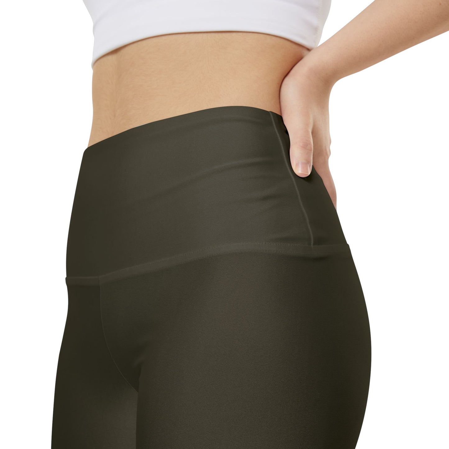 Dark Khaki High-Waist Women's Workout Shorts — Olive Biker Fitness Shorts