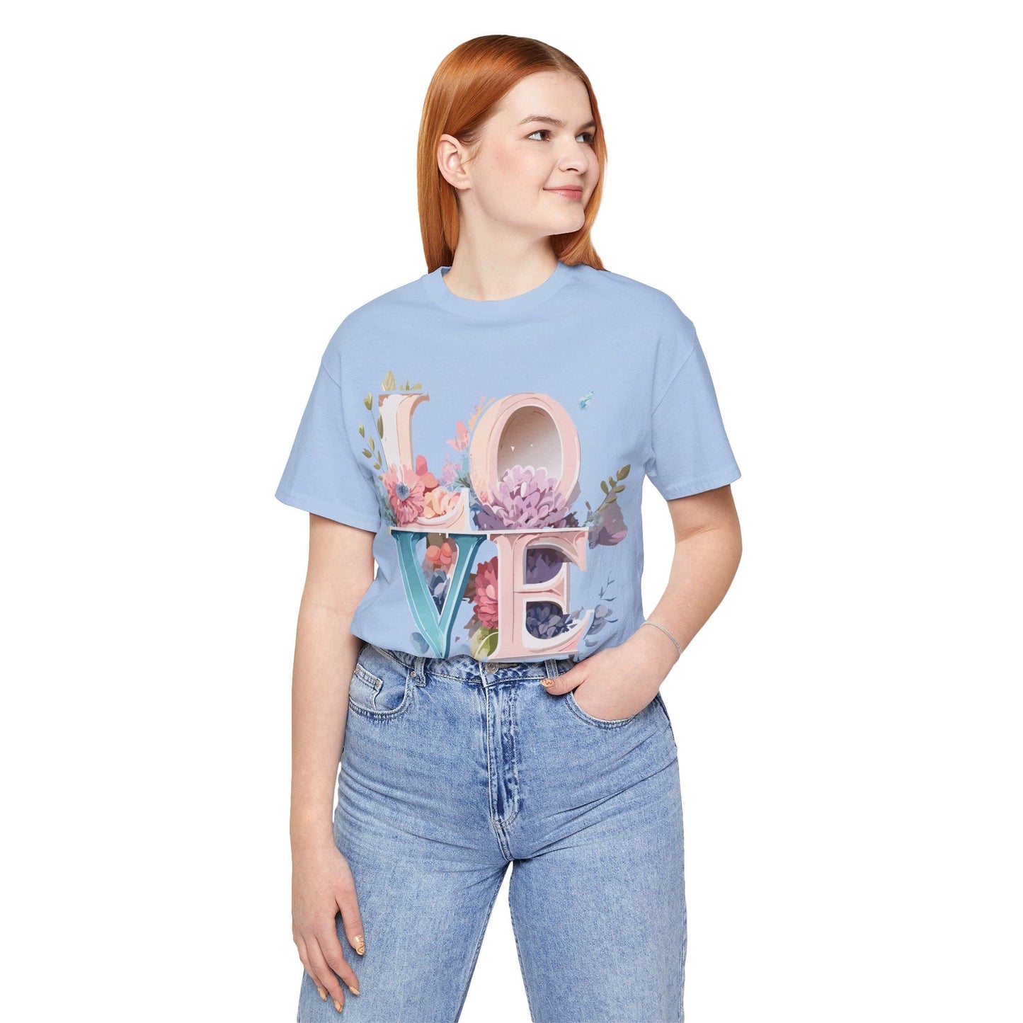 Valentine Day Graphic Unisex 100 Cotton Vintage Artwork with Love and Flower Design Tee 43