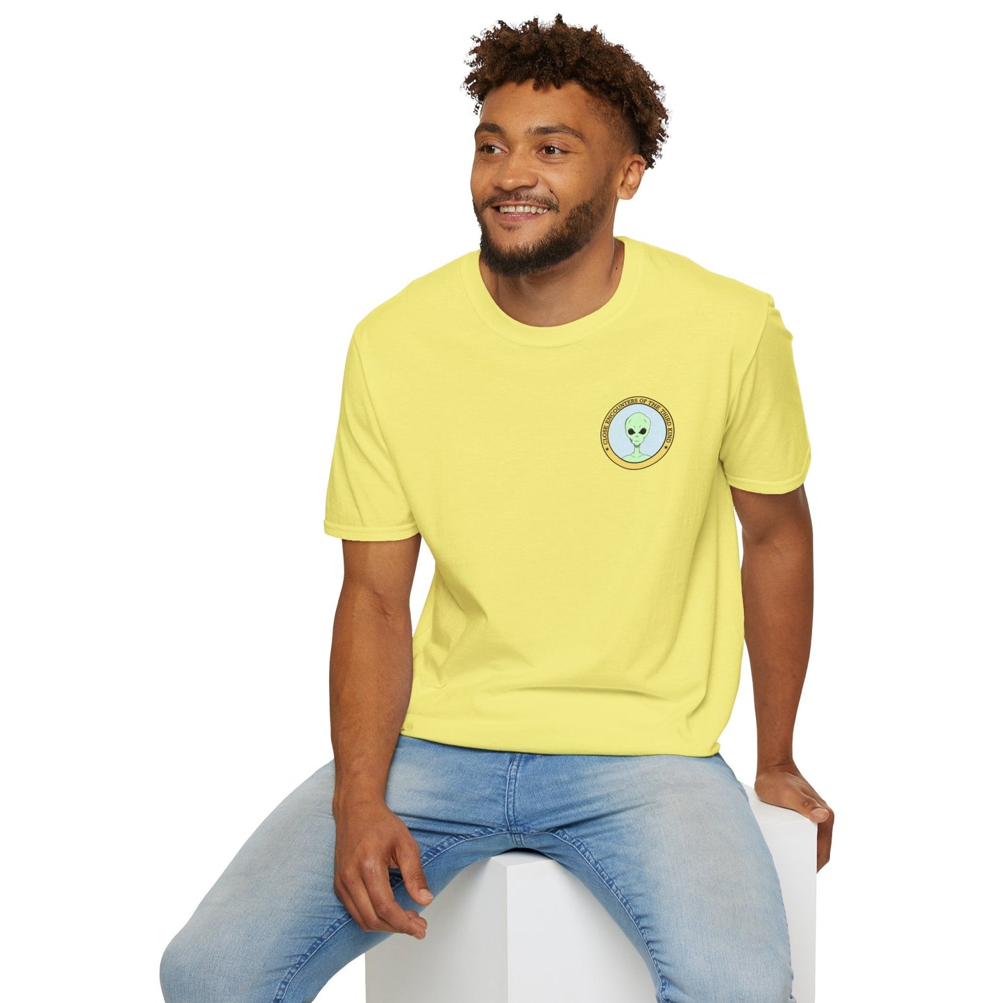 Alien Badge TShirt  Small Chest Logo I Believe Retro Space Tee