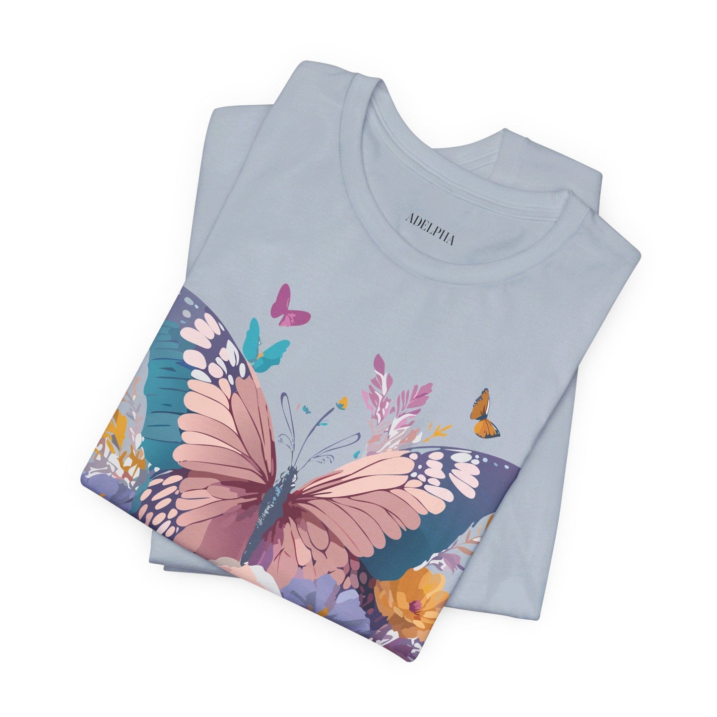 Butterfly Graphic Unisex 100 Cotton Lightweight Vintage Floral Design Jersey Tee 44